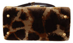 Dolce & Gabbana Elegant Giraffe Pattern Welcome Bag with Gold Women's Accents