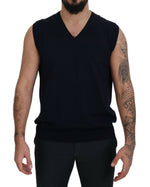 Paolo Pecora Milano Sleek Black V-Neck Sleeveless Men's Tank