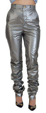 Dolce & Gabbana Elegant High Waist Skinny Pants in Women's Silver