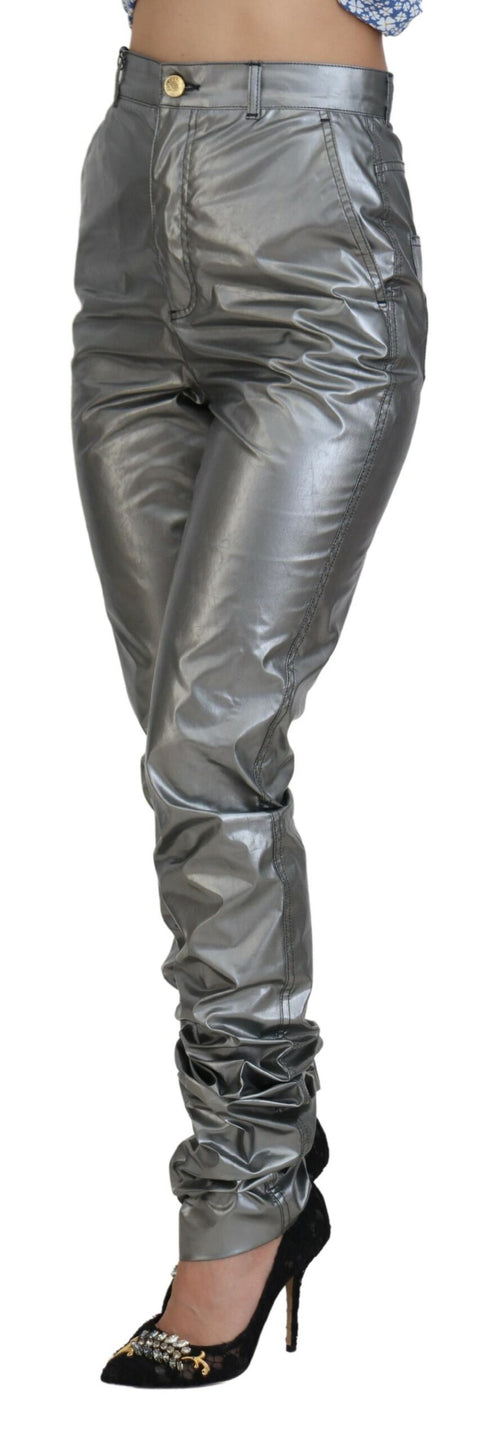 Dolce & Gabbana Elegant High Waist Skinny Pants in Women's Silver