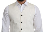 Dolce & Gabbana Elegant Off-White Silk Formal Men's Vest