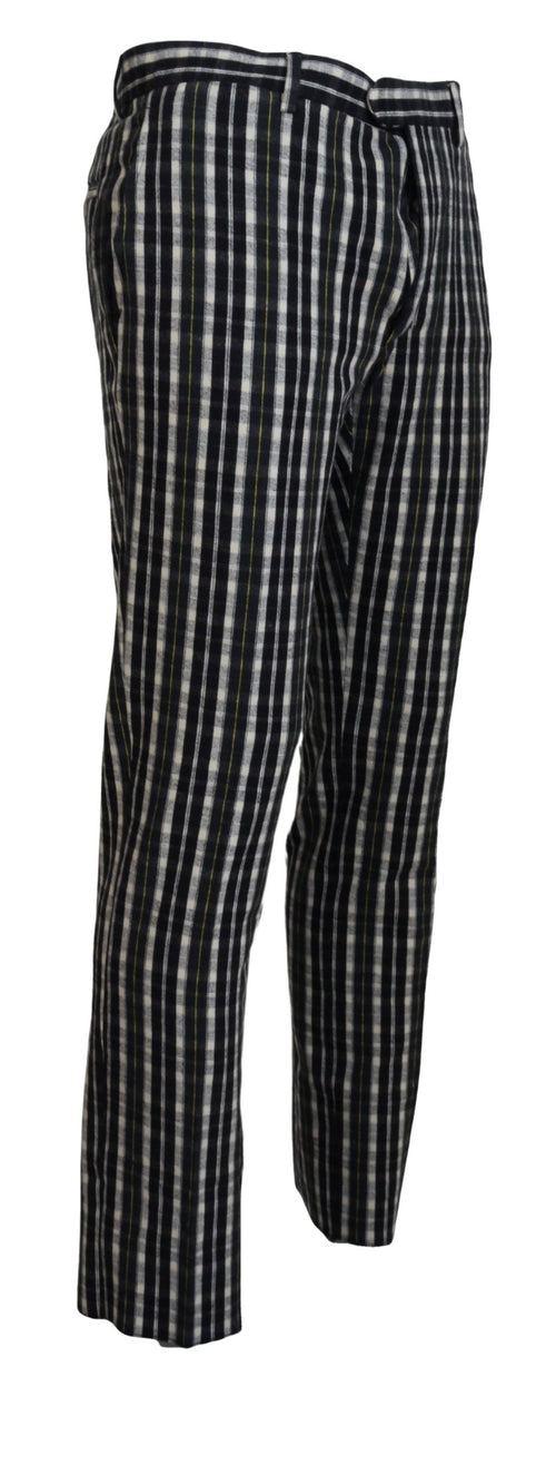 BENCIVENGA Black Checkered Cotton Casual Men's Pants