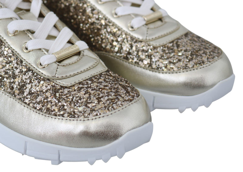Jimmy Choo Cash Studded Metallic Textured-leather Sneakers In Rose Gold |  ModeSens