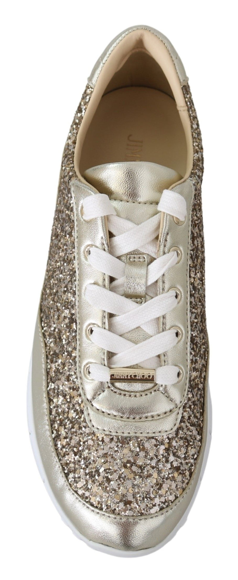 Jimmy Choo Antique Gold Glitter Leather Women's Sneakers