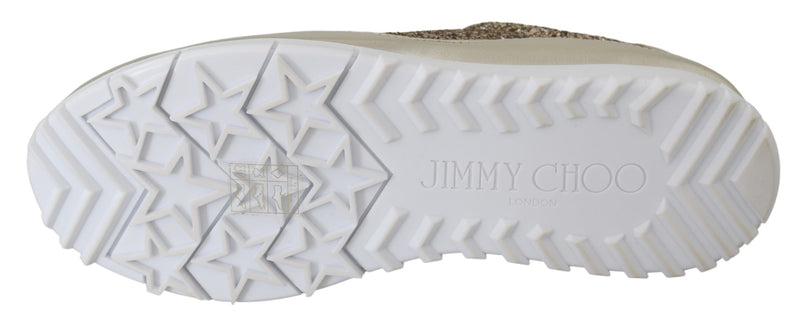 Jimmy Choo Antique Gold Glitter Leather Women's Sneakers