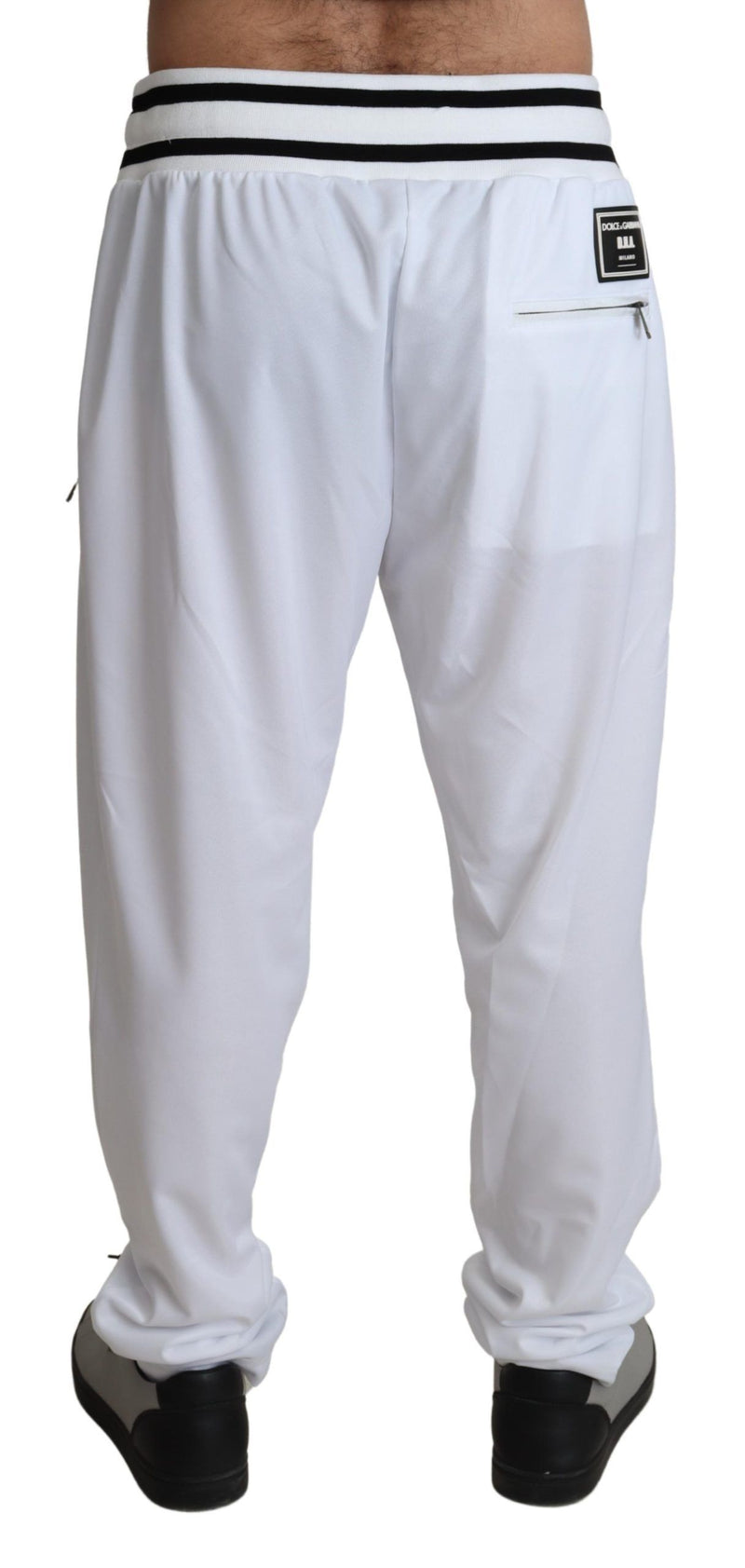 Dolce & Gabbana Elegant White Jogging Pants with Logo Men's Patch