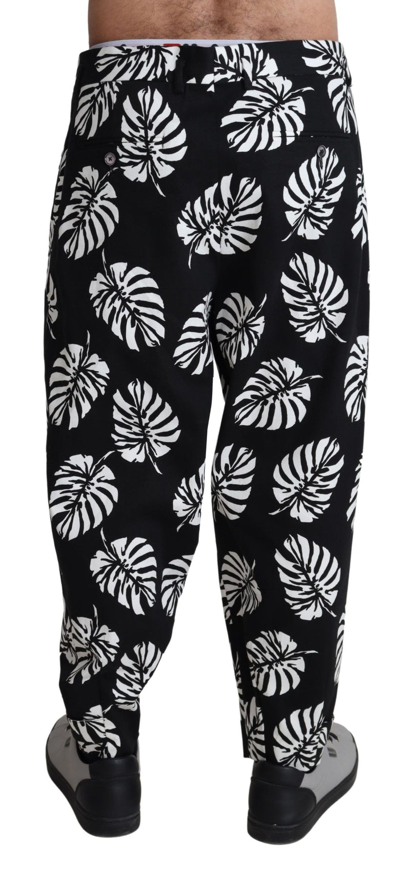 Dolce & Gabbana Elegant Palm Leaf Print Cotton Men's Trousers