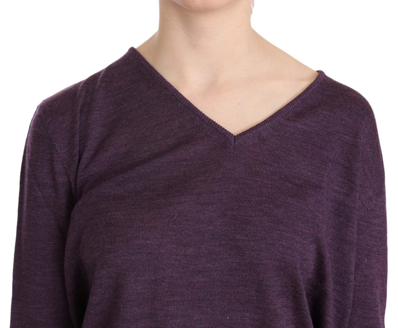 BYBLOS Elegant Purple V-Neck Wool Women's Blouse