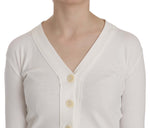 BYBLOS Elegant White V-Neck Cropped Cardigan Women's Blouse