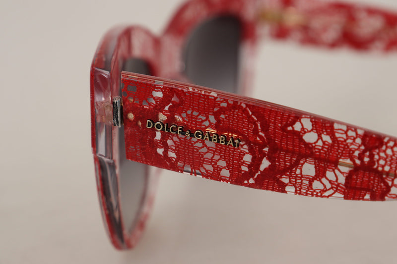 Dolce & Gabbana Elegant Red Lace Detail Women's Sunglasses