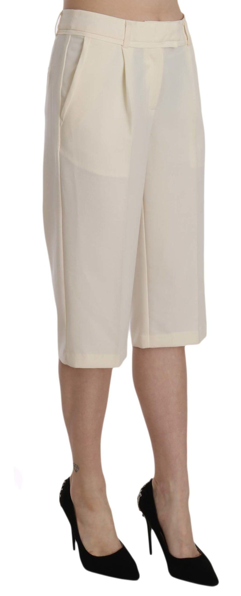 Silvian Heach Elegant Straight Cropped Pants in Women's Cream