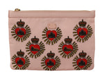 Dolce & Gabbana Clutch Pink D&amp;G Logo Devotion Heart Nylon Pouch Women's Wallet