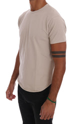 Daniele Alessandrini Beige Cotton Stretch Crew Neck Men's T-shirt