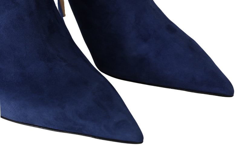 Jimmy Choo Pop Blue Leather Blaize 100 Boots Women's Shoes