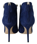 Jimmy Choo Pop Blue Leather Blaize 100 Boots Women's Shoes