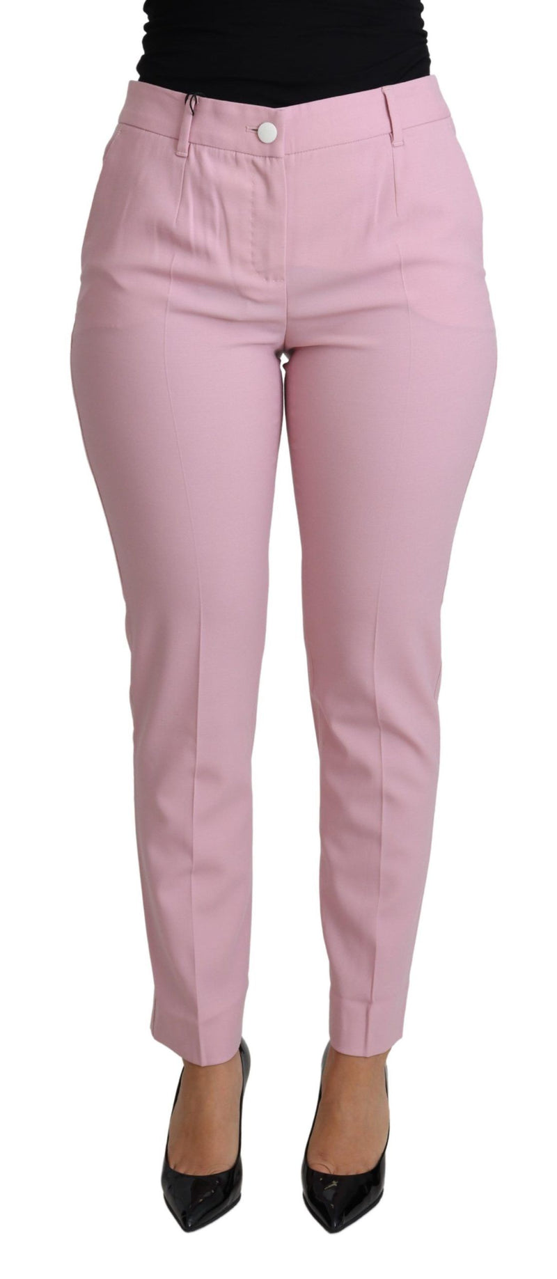 Dolce & Gabbana Elegant Pink High-Waisted Wool Women's Trousers