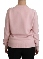 Dolce & Gabbana Pink Crew Neck Cashmere Pullover Women's Sweater