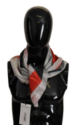 Costume National Elegant Silk Scarf in Gray Red Women's Checkered