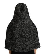 Dolce & Gabbana Gray Tweet Wool Shoulder Hat Hooded Women's Scarf