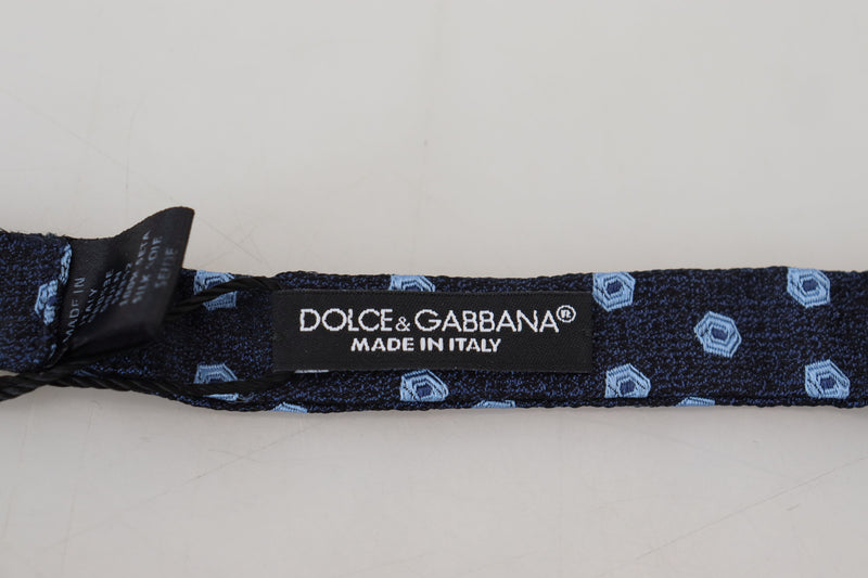 Dolce & Gabbana Elegant Blue Patterned Silk Bow Men's Tie