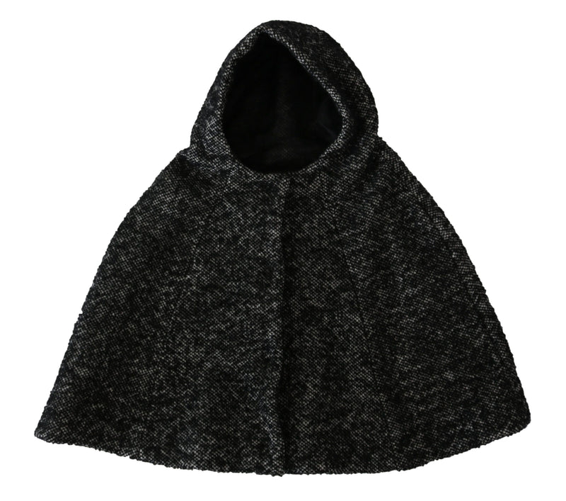 Dolce & Gabbana Gray Tweet Wool Shoulder Hat Hooded Women's Scarf