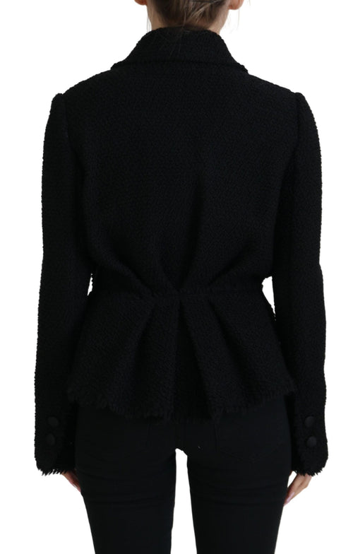 Dolce & Gabbana Black Wool Coat Blazer Wrap Women's Jacket