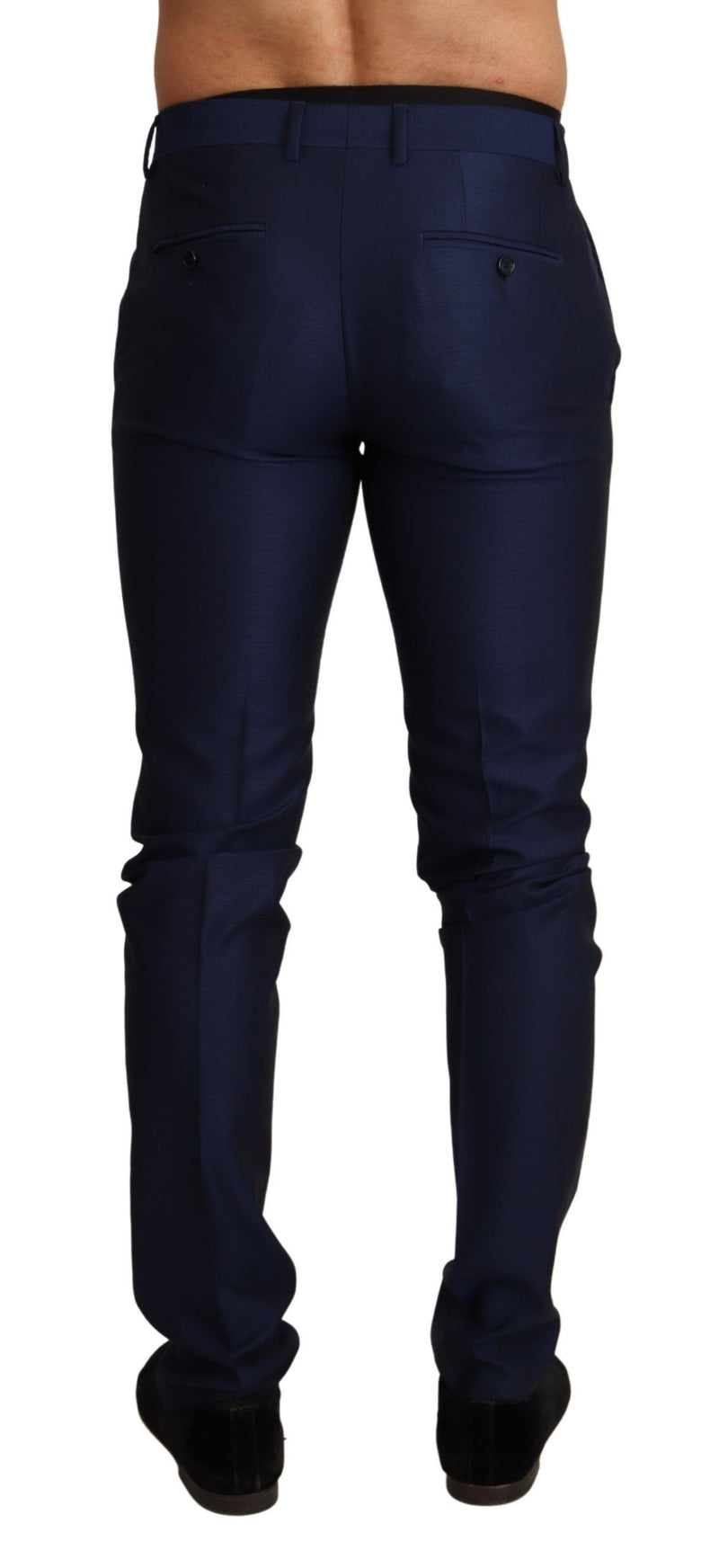 Dolce & Gabbana Navy Blue Wool Dress Formal Slim Trouser Men's Pants
