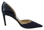 Jimmy Choo Navy Blue Leather Darylin 85 Pumps Women's Shoes