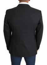 Dolce & Gabbana Elegant Gray Wool Silk Blend Slim Fit Men's Blazer