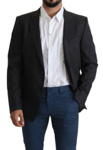 Dolce & Gabbana Gray Wool Single Breasted Coat Men's Blazer