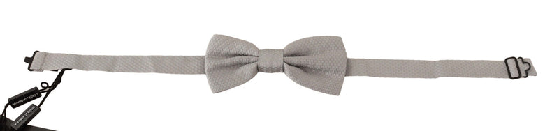 Dolce & Gabbana Elegant Silver Silk Bow Men's Tie
