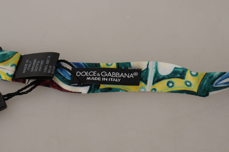 Dolce & Gabbana Elegant Silk Majolica Print Bow Men's Tie