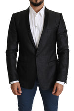 Dolce & Gabbana Elegant Black Jacquard Slim Fit Men's Blazer