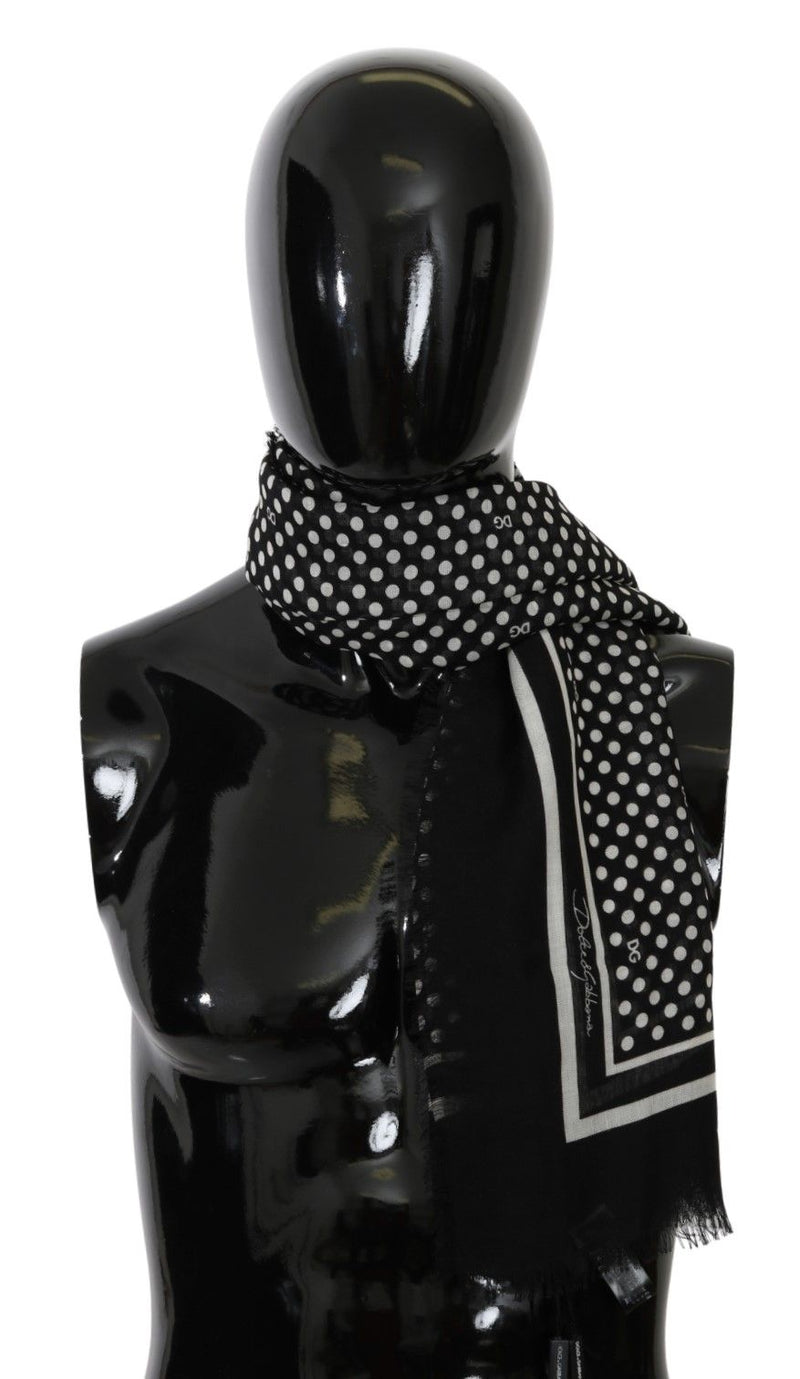 Dolce & Gabbana Elegant Black Silk Blend Polka Dotted Men's Men's Scarf