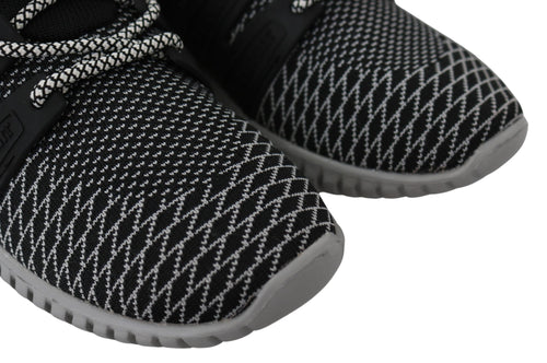 Plein Sport Black Polyester Runner Mason Sneakers Men's Shoes