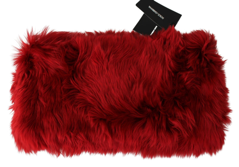 Dolce & Gabbana Elegant Red Alpaca Fur Neck Wrap Women's Scarf