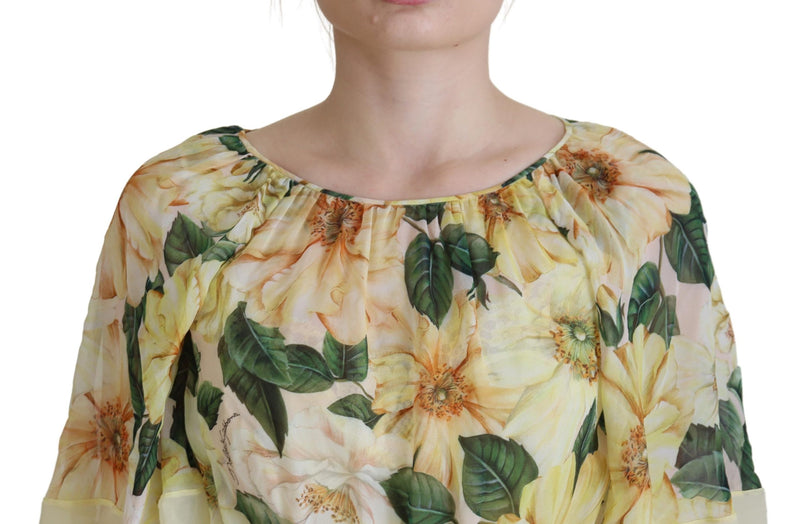 Dolce & Gabbana Floral Silk Pleated Maxi Women's Dress