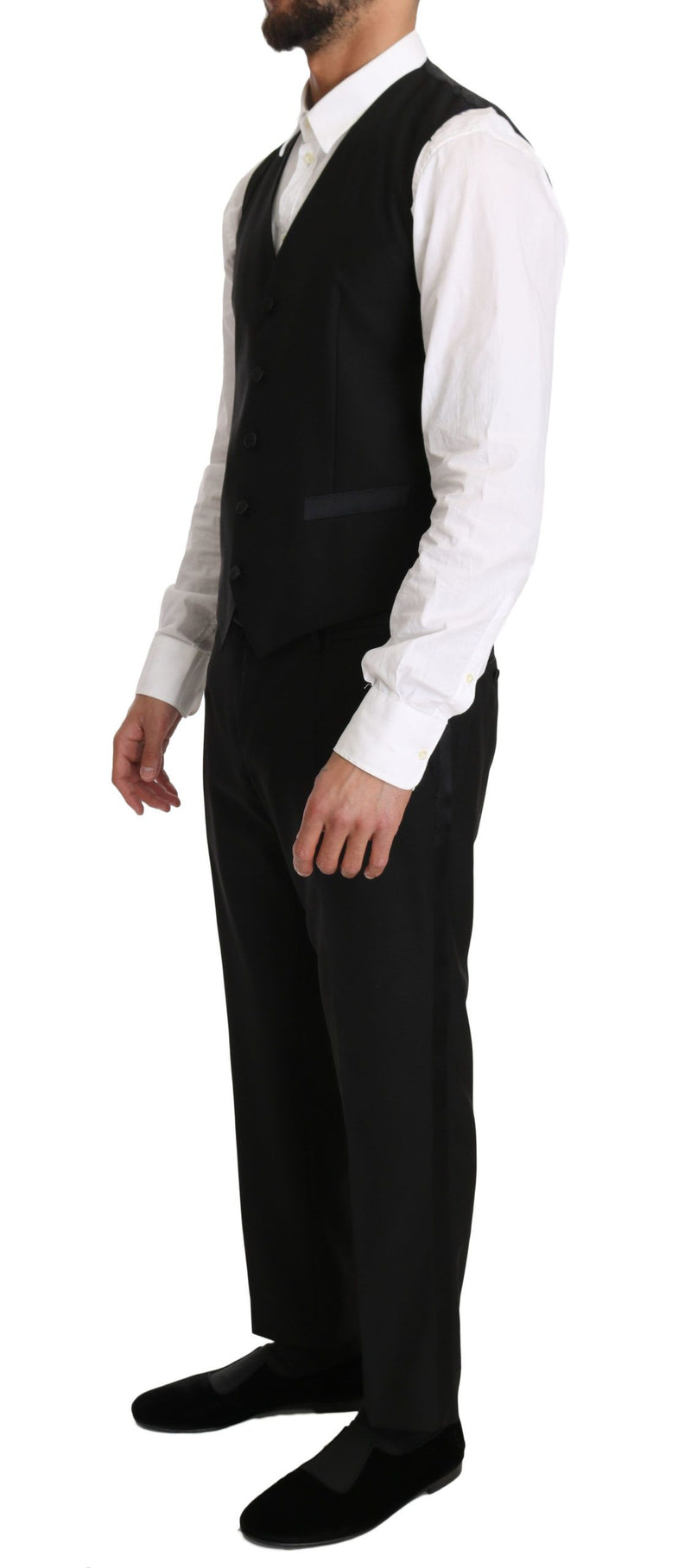 Dolce & Gabbana Black Wool Dress Waistcoat Gillet Men's Vest