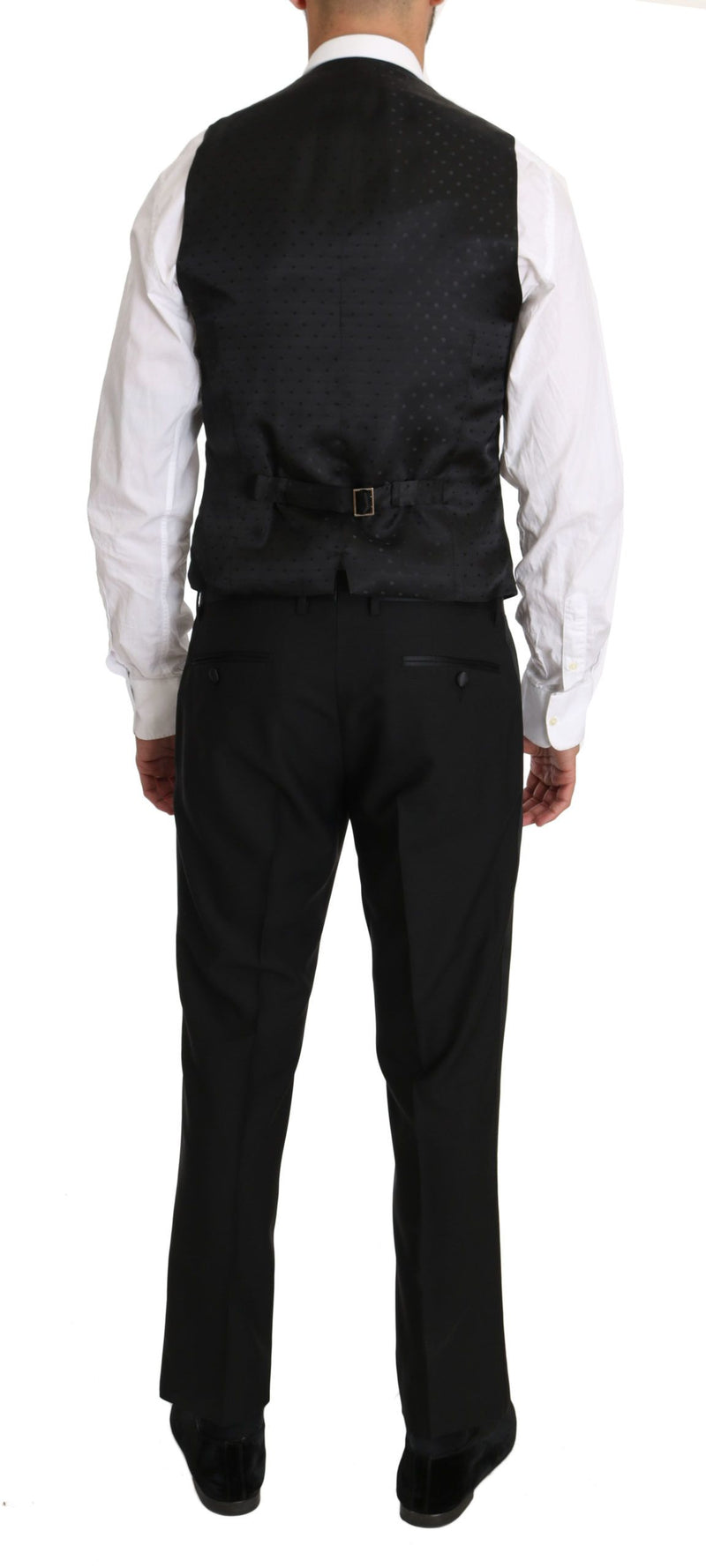 Dolce & Gabbana Black Wool Dress Waistcoat Gillet Men's Vest