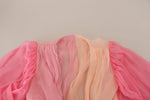 Dolce & Gabbana Pink Silk Wrap Long Sleeves Blouse Women's Top