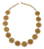Dolce & Gabbana Red Purple Crystal Floral Chain Statement Gold Brass Women's Necklace