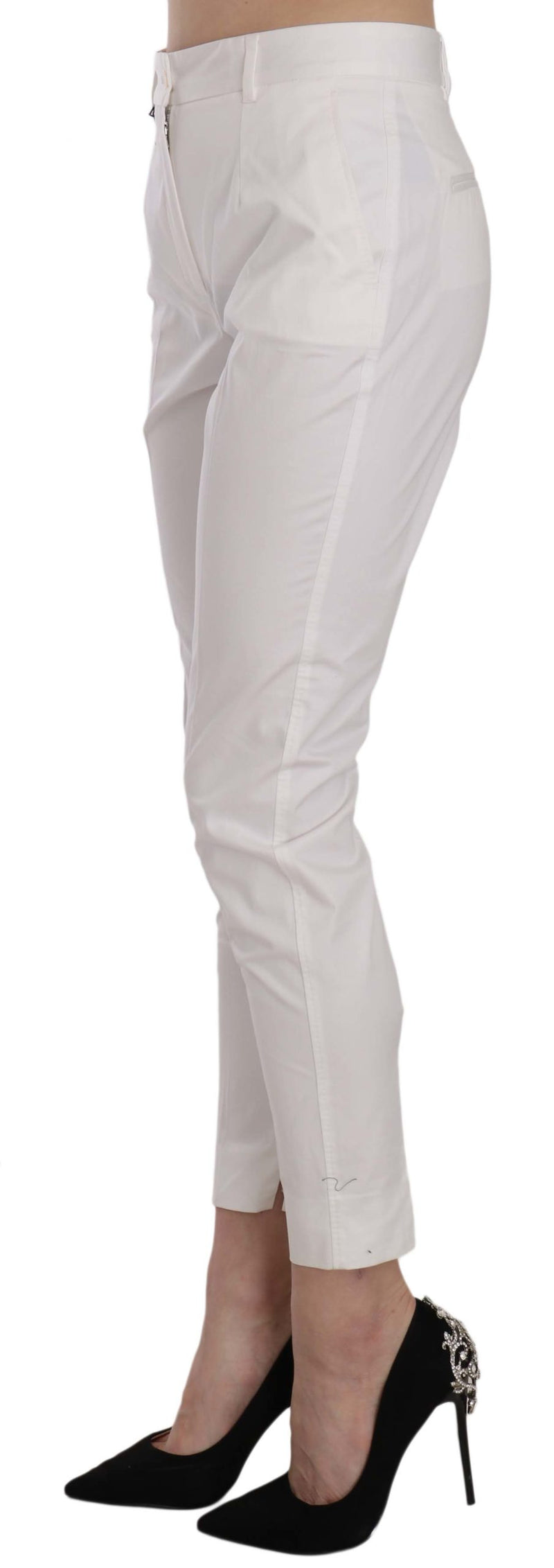 Dolce & Gabbana Elegant White Cotton Blend Women's Trousers