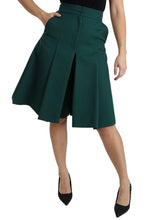 Dolce & Gabbana Green Pleated A-line High Waist Cotton  Women's Skirt