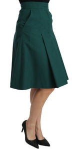 Dolce & Gabbana Green Pleated A-line High Waist Cotton  Women's Skirt