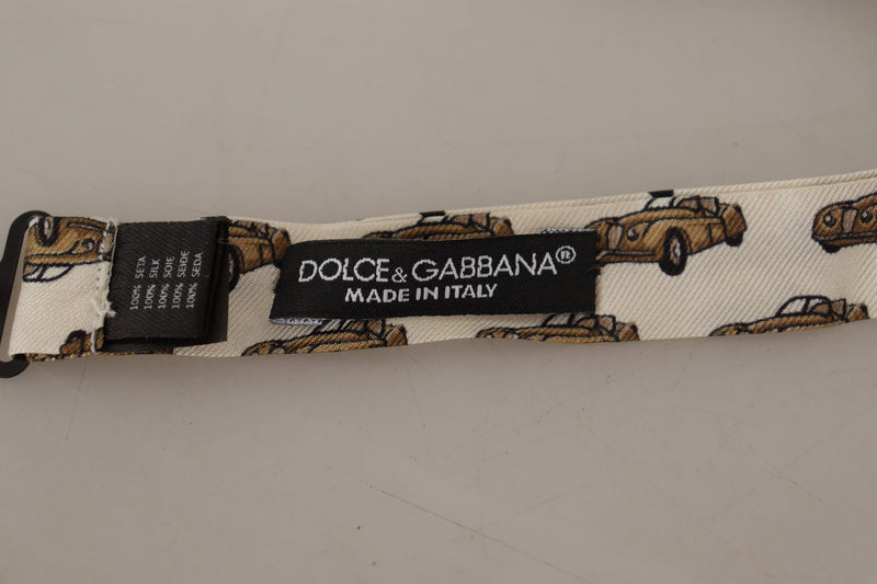 Dolce & Gabbana Elegant Car Print Silk Bow Men's Tie