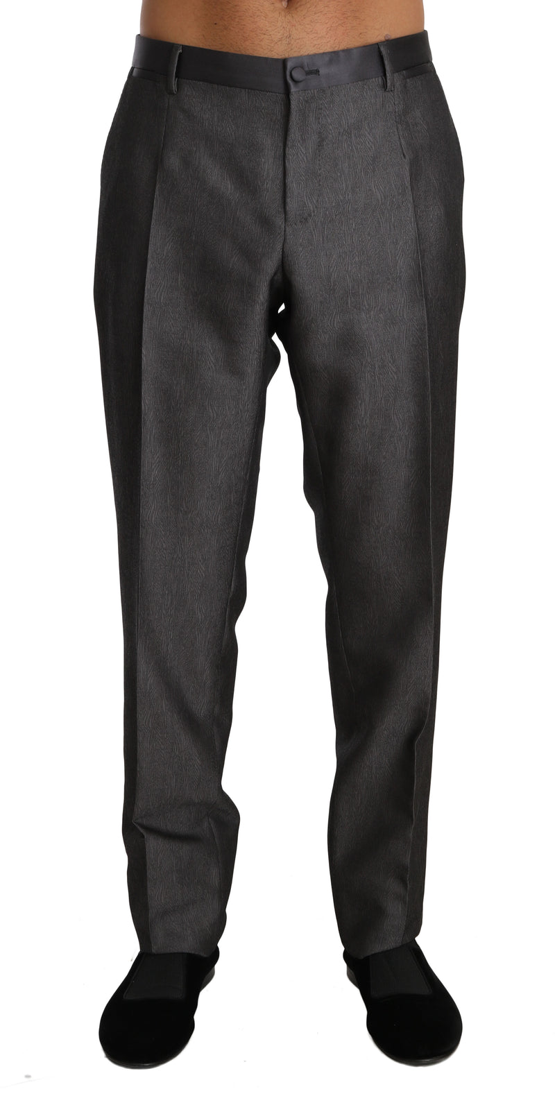 Dolce & Gabbana Gray Wool Silk Patterned Formal Men's Trousers