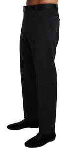 Dolce & Gabbana Black Cotton Brocade Formal Trousers Men's Pants