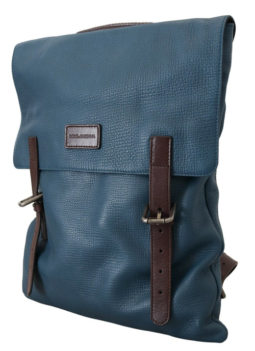 Dolce & Gabbana Elegant Blue Leather Backpack Men's Bag