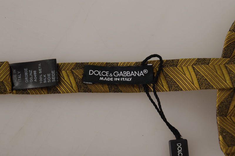 Dolce & Gabbana Elegant Gold Silk Bow Men's Tie