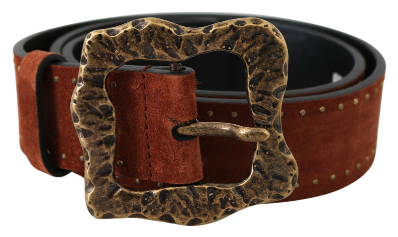 Dolce & Gabbana Brown Suede Leather Studded Baroque Men's Belt